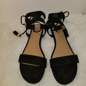 Black suede sandals
